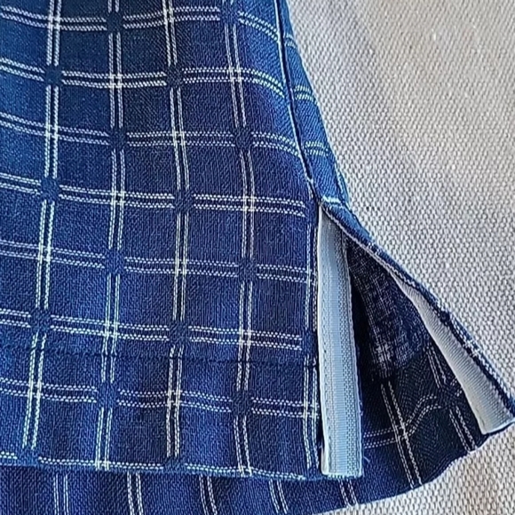 TOMMY BAHAMA SHIRT MENS L/G HAWAIIAN BUTTON BLUE CHECK SILK BLEND CAMP C… - Picture 8 of 10